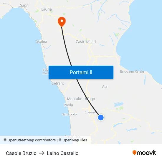 Casole Bruzio to Laino Castello map
