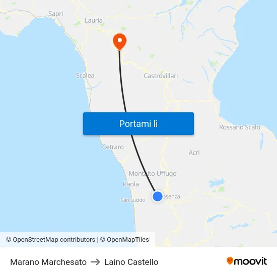 Marano Marchesato to Laino Castello map