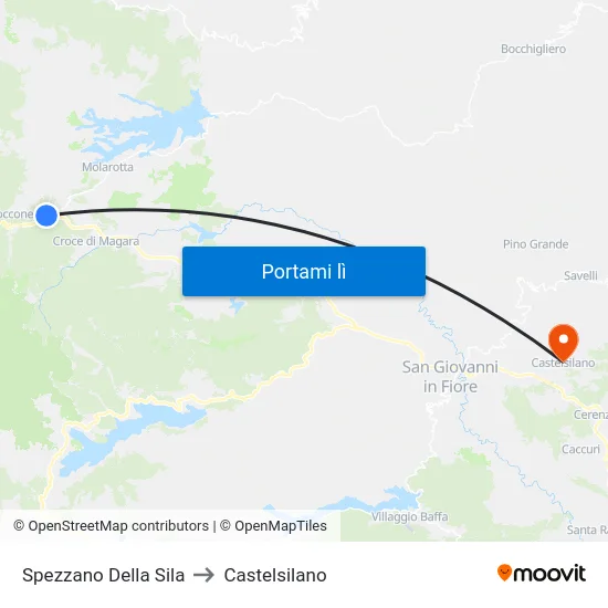 Spezzano Della Sila to Castelsilano map