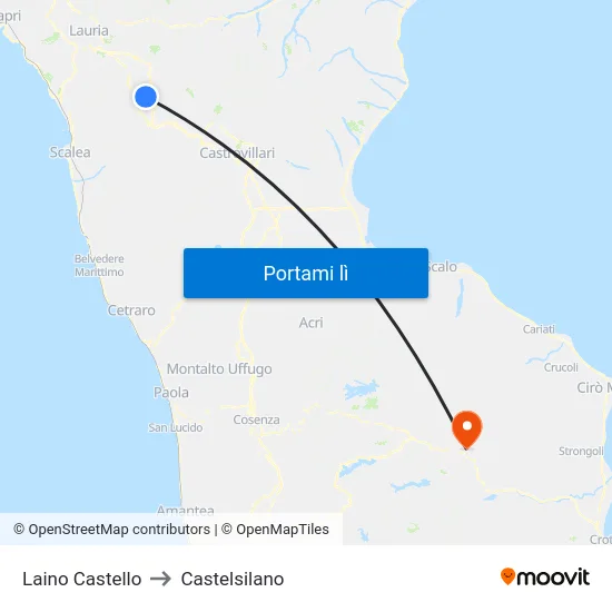 Laino Castello to Castelsilano map