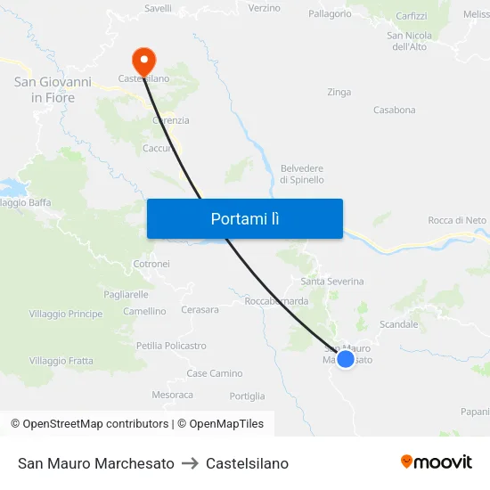 San Mauro Marchesato to Castelsilano map