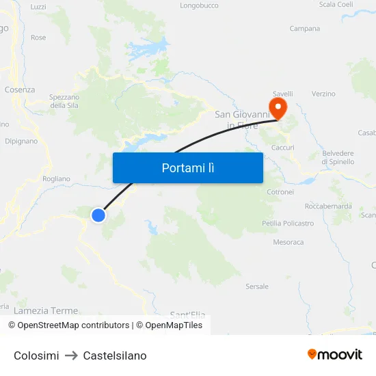 Colosimi to Castelsilano map