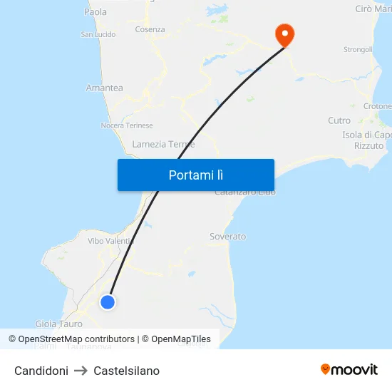 Candidoni to Castelsilano map