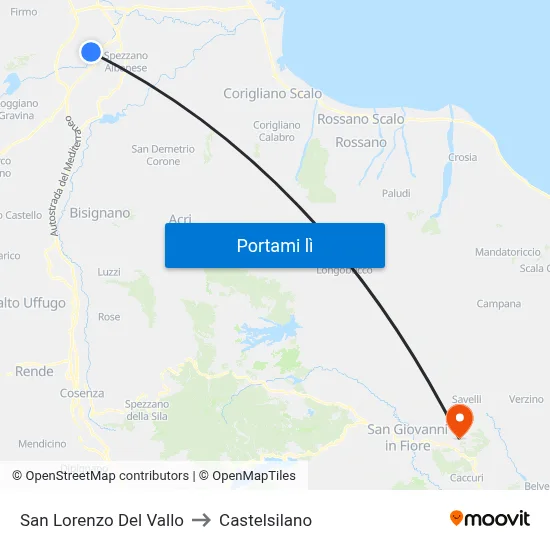 San Lorenzo Del Vallo to Castelsilano map