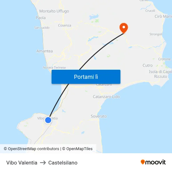 Vibo Valentia to Castelsilano map