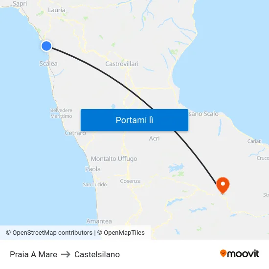 Praia A Mare to Castelsilano map