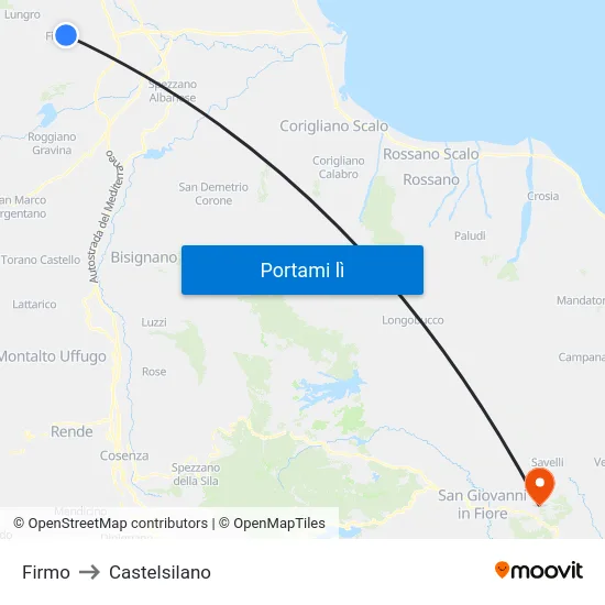Firmo to Castelsilano map
