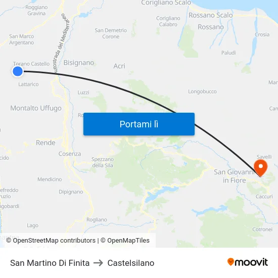 San Martino Di Finita to Castelsilano map
