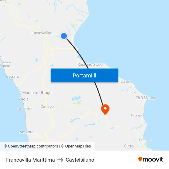 Francavilla Marittima to Castelsilano map