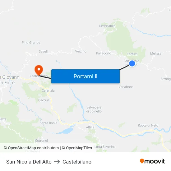 San Nicola Dell'Alto to Castelsilano map
