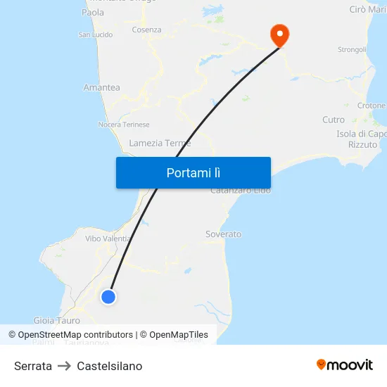 Serrata to Castelsilano map