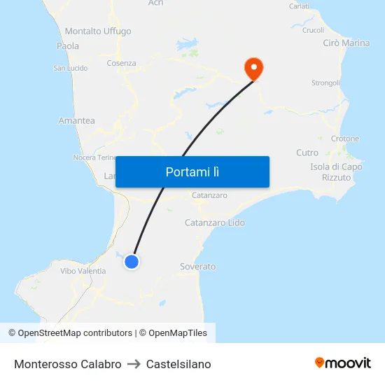 Monterosso Calabro to Castelsilano map