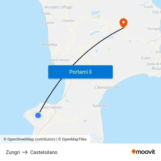 Zungri to Castelsilano map