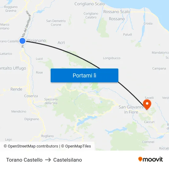 Torano Castello to Castelsilano map