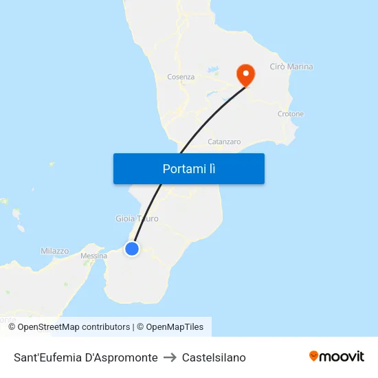 Sant'Eufemia D'Aspromonte to Castelsilano map