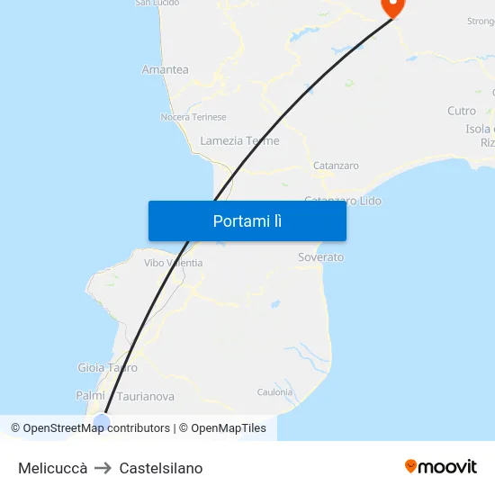 Melicuccà to Castelsilano map