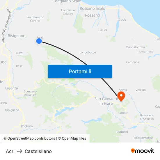 Acri to Castelsilano map