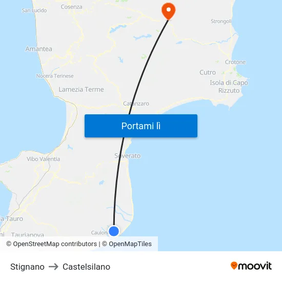 Stignano to Castelsilano map
