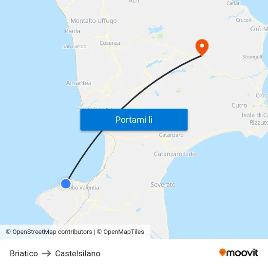Briatico to Castelsilano map