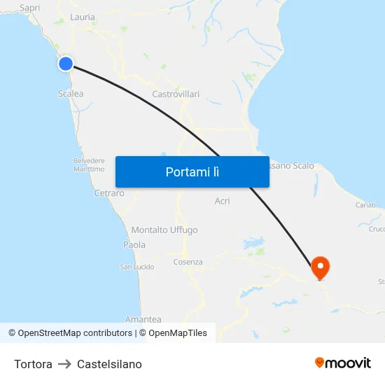 Tortora to Castelsilano map