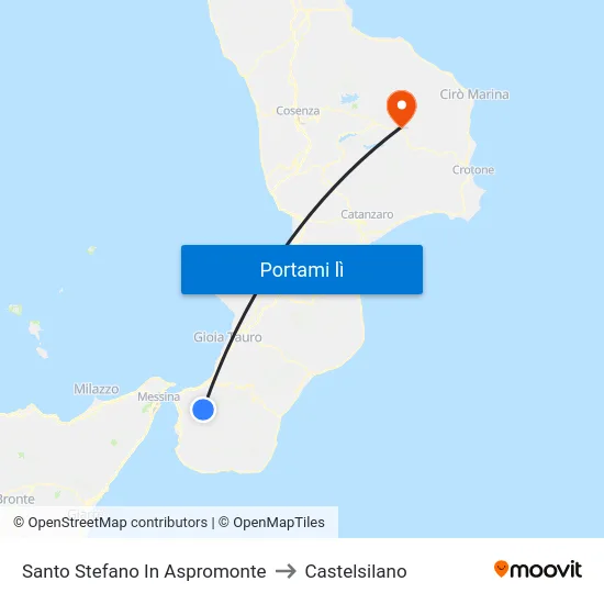 Santo Stefano In Aspromonte to Castelsilano map