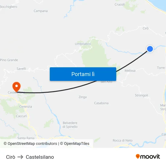 Cirò to Castelsilano map