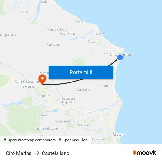 Cirò Marina to Castelsilano map