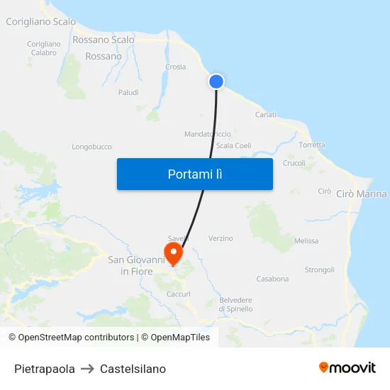 Pietrapaola to Castelsilano map