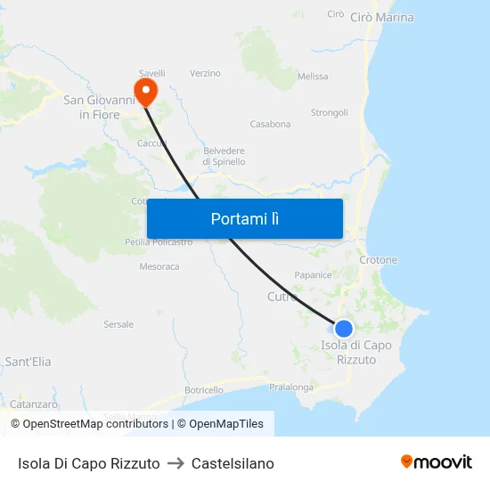 Isola Di Capo Rizzuto to Castelsilano map