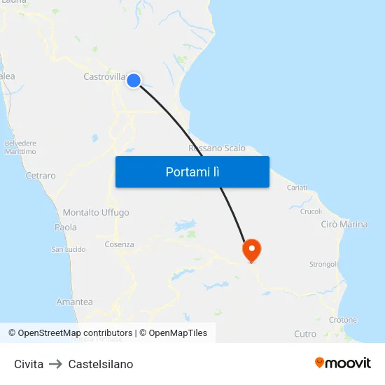 Civita to Castelsilano map