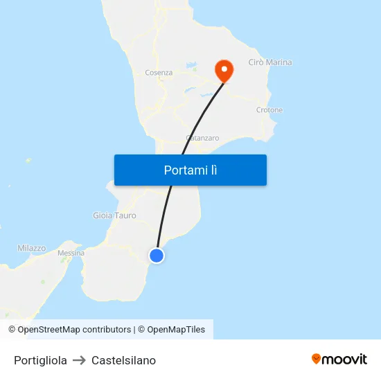 Portigliola to Castelsilano map