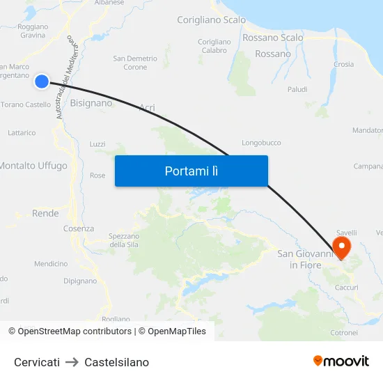 Cervicati to Castelsilano map