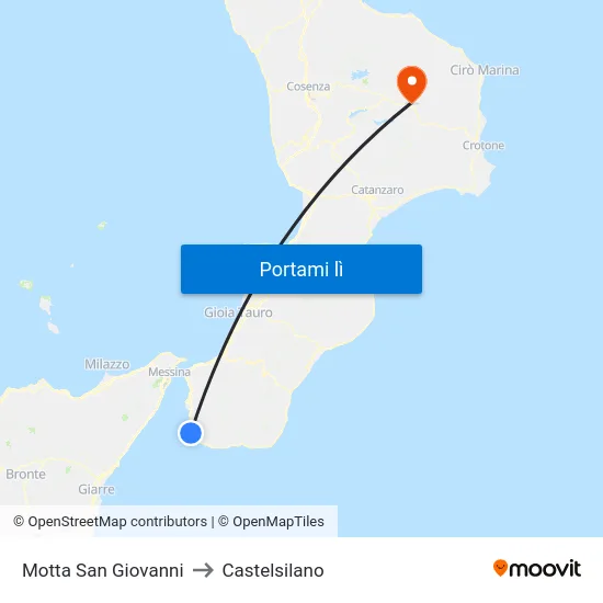 Motta San Giovanni to Castelsilano map