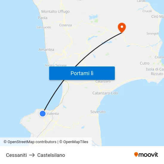Cessaniti to Castelsilano map