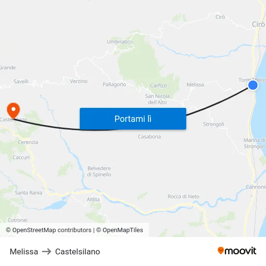 Melissa to Castelsilano map