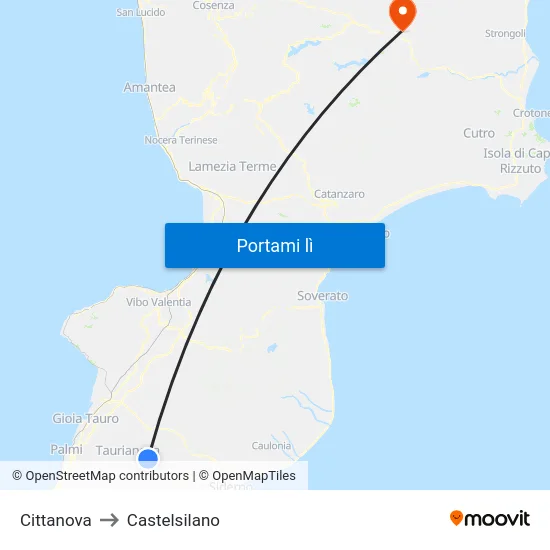 Cittanova to Castelsilano map
