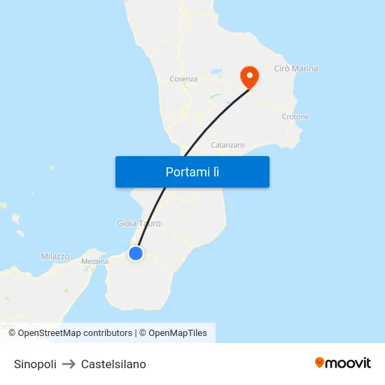 Sinopoli to Castelsilano map