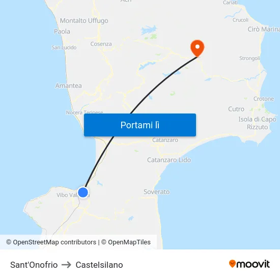 Sant'Onofrio to Castelsilano map