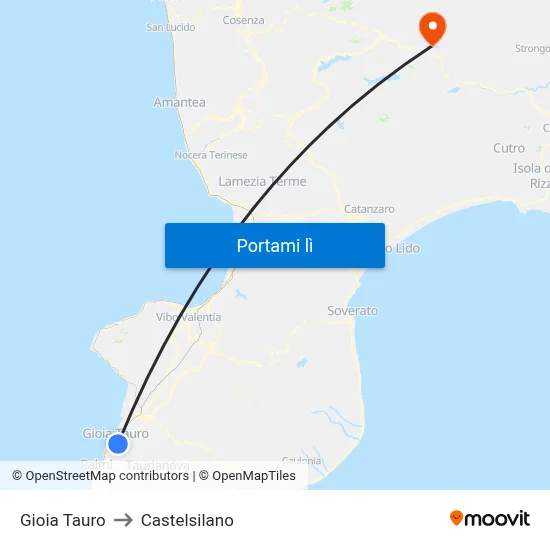 Gioia Tauro to Castelsilano map