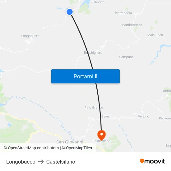 Longobucco to Castelsilano map