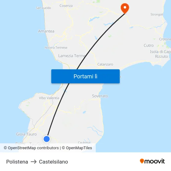 Polistena to Castelsilano map