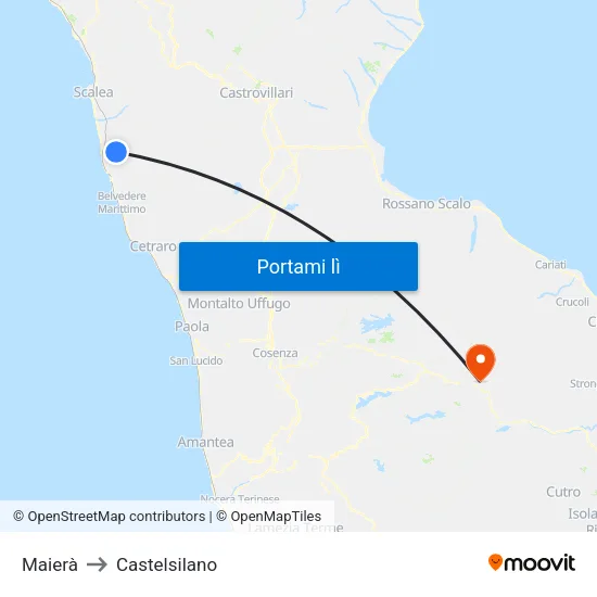 Maierà to Castelsilano map