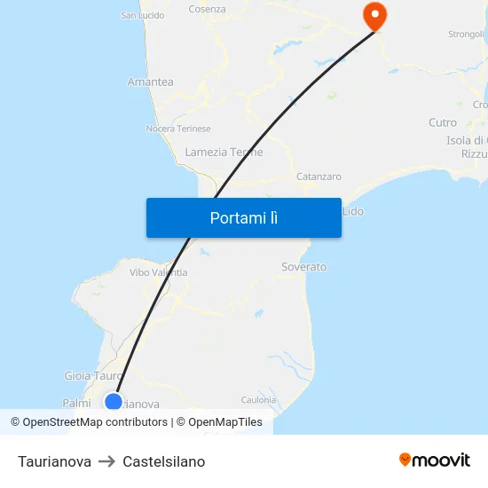 Taurianova to Castelsilano map
