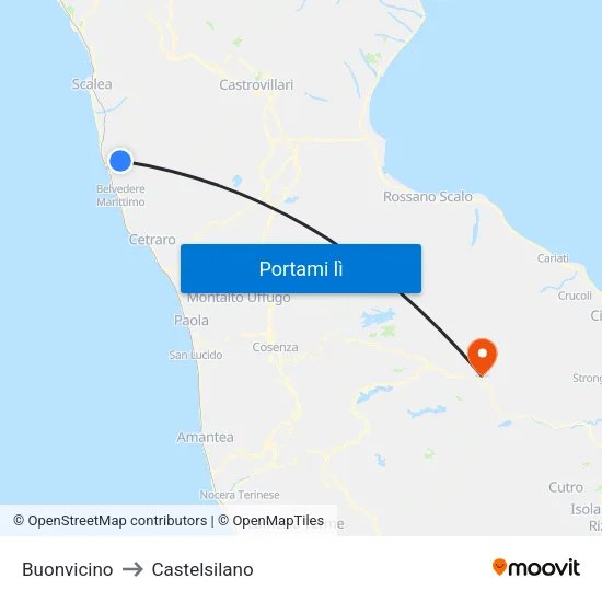 Buonvicino to Castelsilano map