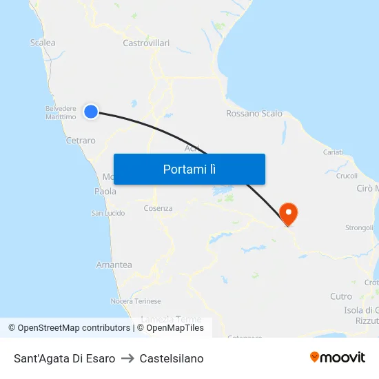 Sant'Agata Di Esaro to Castelsilano map