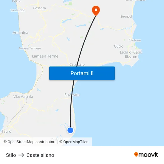 Stilo to Castelsilano map
