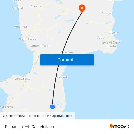 Placanica to Castelsilano map