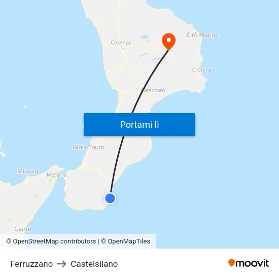 Ferruzzano to Castelsilano map