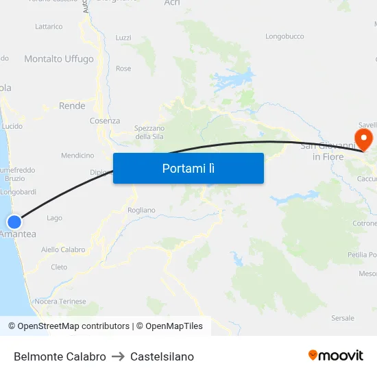 Belmonte Calabro to Castelsilano map