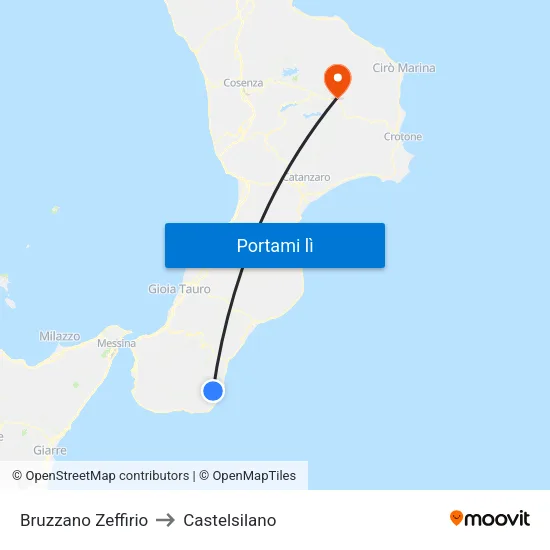 Bruzzano Zeffirio to Castelsilano map